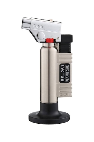 Çelik Jet Pürmüz Çakmak Mavi Alev Mangal Kamp Çakmağı Gümüş