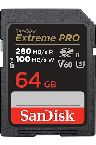 SanDisk Extreme PRO 64GB SDSDXEP-064G-GN4IN 280MB/s UHS-II SDXC 6K-4K UHD Hafıza Kartı