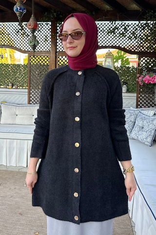 Rabia Şamlı Sedef Angora Triko Hırka Siyah Normal