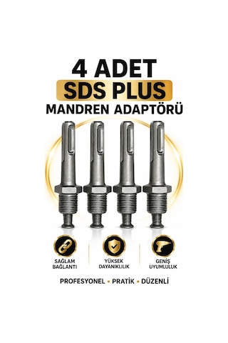 Sds Plus Mandren Adaptörü 4'lü Set Matkap İçin