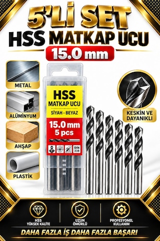 15 Mm Hss Matkap Ucu 5li Set Metal Alüminyum Ahşap Plastik Delme 15 Mm Hss Matkap Ucu 5li Set Metal Alüminyum Ahşap Plastik Delme