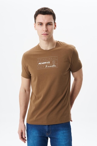 AR-MA Arma Erkek Regular Fit Baskılı Süprem Bisiklet Yaka Tişört Y29344453702 Kahverengi