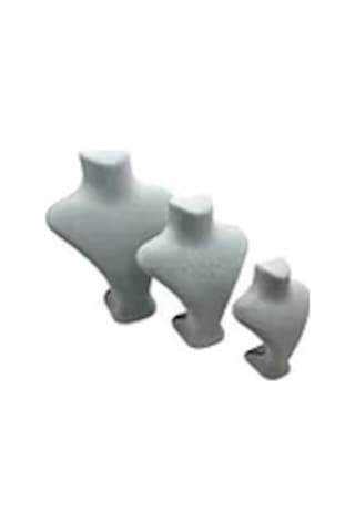 Yerli Üretim Süet Kumaş Gri Renk Üç Boy Takı Mankeni Çok Renkli