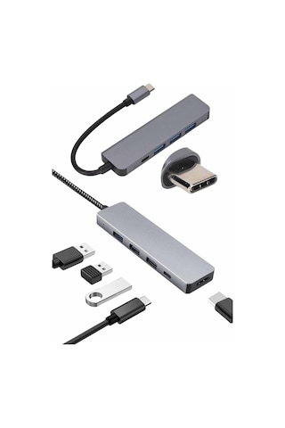 Çevirici Dönüştürücü Adaptör Macbook 3 In 1 Type-c To Hdmı Usb 3.0 Standart