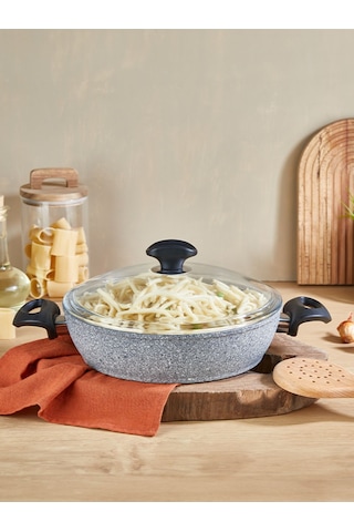 Falez Cost 30 Cm Granit Basık Gri Tencere Gri
