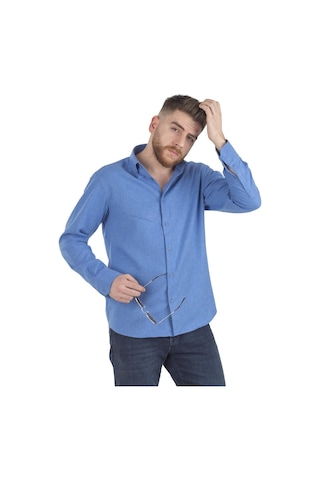 Gallini World Minimalist Uzun Kol Erkek Gömleği - Günlük & İş Mavi