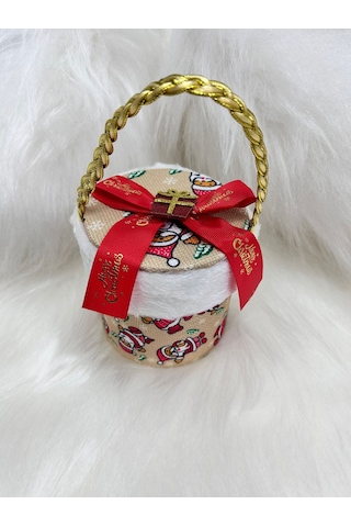 Yılbaşı Ağaç Süsü Süslü Süpriz Kutusu Silindir Modeli 12x10 Cm