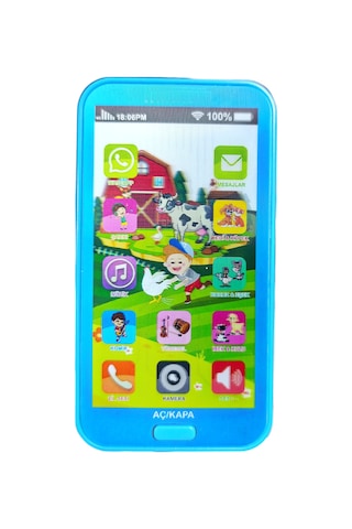 Oyuncak Kukuli Telefon Dokunmatik 12 Fonksiyonlu Türkçe Sesli Işıklı Müzikli Lisanslı Mavi Renk