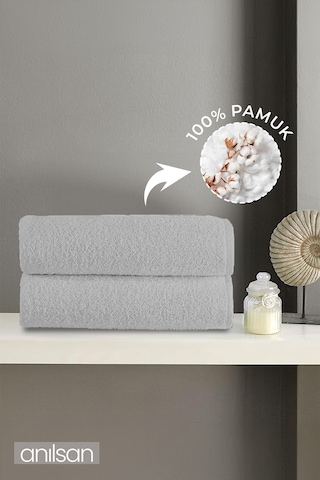 2'li Gri El Havlusu - 50x90 Cm, 225 Gr, %100 Pamuk, Spa Ve Otel Havlusu, Günlük Kullanıma Uygun Gri