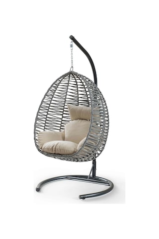 Eymense Class Rattan Salıncak Gri Krem