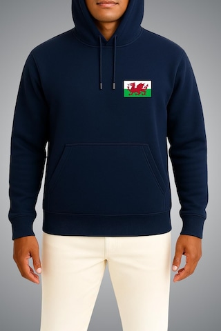 Bahriyeli Collection Kapüşonlu Galler Bayrağı Cep Baskılı Unisex Sweatshirt Lacivert