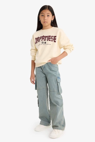 Defacto Kız Çocuk Relax Fit Bisiklet Yaka Baskılı İçi Yumuşak Tüylü Sweatshirt E6779a825wner134 Ekru