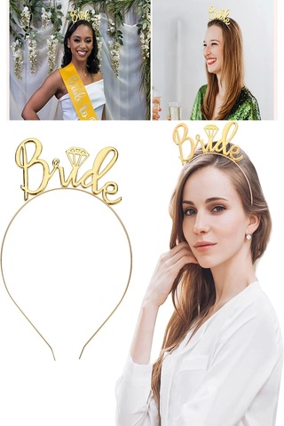 Bride To Be 2li Taç Ve Kuşak Set Bekarlığa Veda Partisi Gold Altın Tüm Yaşlar