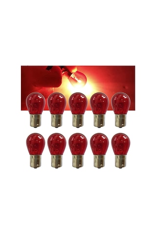 10 Adet 12v Pr21/5w Çift Duy Yakın Tırnak Ampul Baz15d Kırmızı