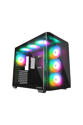 Rampage Loopy Plus Siyah 7 12cm Argb Fan 950w 80 Plus Standart Temperli Cam Kumandalı Atx Mid-t Gaming Oyuncu Kasası