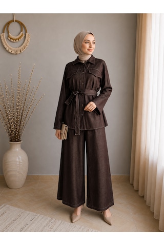 Viya Style Kahverengi Alt-üst Kot Takım