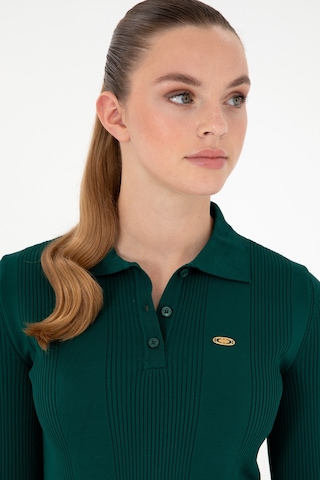 U.S. Polo Assn. Kadın Koyu Yeşil Polo Yaka Kazak 50297087-VR101