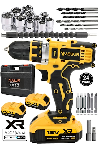 Assur ASR032 12V Çift Akülü Vidalama Sarı
