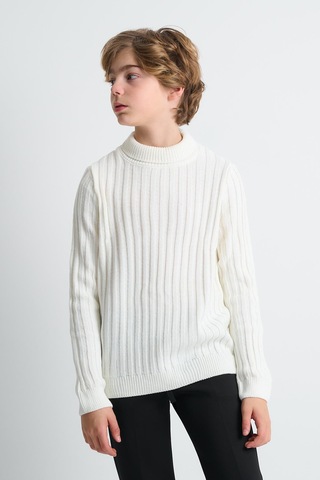 Alexandergardı Boğazlı Uzun Kollu Triko Çocuk Kazak Ekru