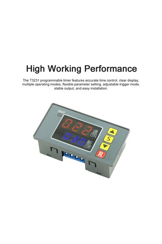 Geeroyoo T3231 Programlanabilir Zaman Kontrolü Röle Devresi - Sayısal Gecikme, Tek Yollu Normal Açık, Manuel/dış Tetikleme, Ac110v 220v/2200w