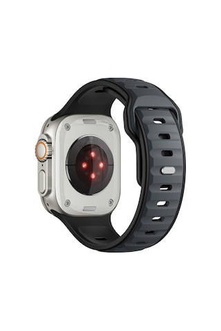 Watch Ultra 49mm Arth Krd-135 Silikon Kordon Strap Kayış - Açık Mavi-gri