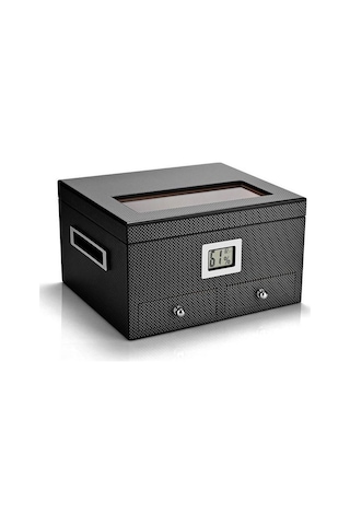 Falconetti Sedir Ağacı Camlı Çekmeceli Humidor Puro Kutusu Rd13