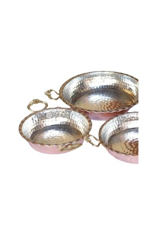 Bakır Tava Tırtıklı 3'lü Set Bakır