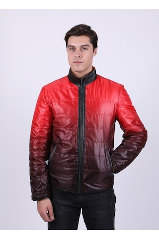 New Zaya Leather Erkek Şişme Sarı Deri Ceket Sarı