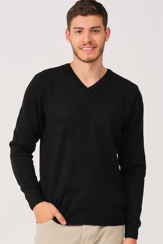 V0036 Dewberry Erkek V-neck Kazak-siyah Siyah