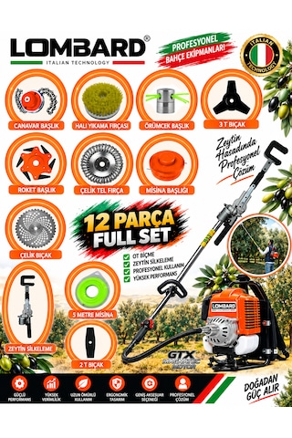 Cros Lombard Rovello-12x 12 Parça Özel Set Sırt Tipi Zeytin Silkeme Hasat Toplama Gtx Seri Tırpan Motoru