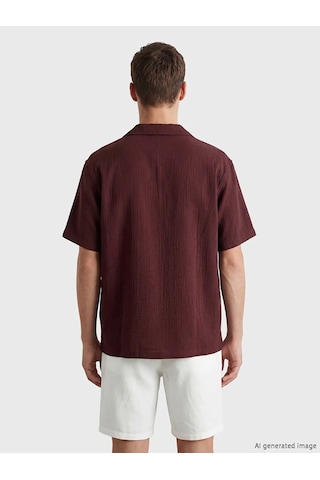 Lc Waikiki Bordo Regular Fit Resort Yaka Müslin Erkek Gömlek