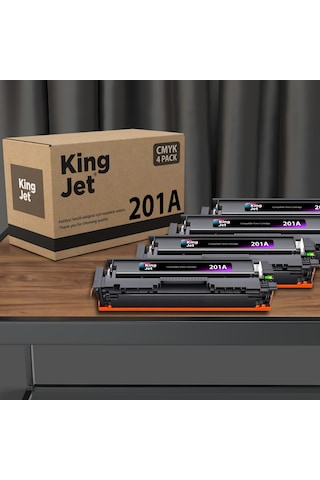 Kingjet Hp Uyumlu 201a Standart Kapasiteli 4 Renk Takım Toner Çipli Mfp M277n Uyumlu
