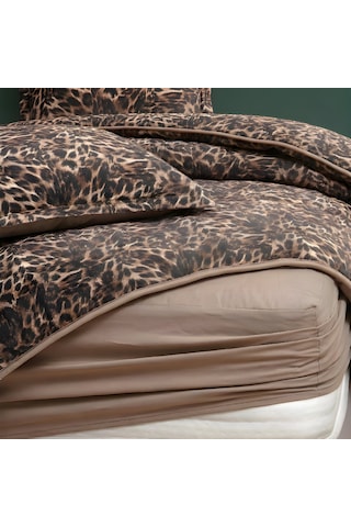 Safari Luxe Çift Kişilik Leopar Desenli Uyku Seti Cappuccino