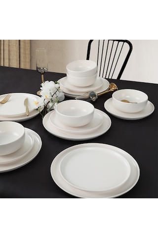Keramika Nordic Mat Beyaz Yemek Takımı 18 Parça 6 Kişilik 022