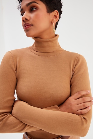 Sateen Tam Balıkçı Triko - Vizon-131526 Vizon