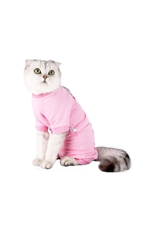 Geekyou Kedi Ameliyat Sonrası İyileşme Giysisi - Yara Koruması Ve Yalama Engeli - Modal Dokuma - Pembe Xs