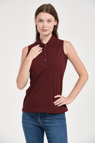 Kadın Regular Fit Kolsuz Polo Koyu Bordo
