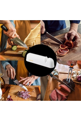 Fiskars Bıçak Bileyici İçin Düz Çelik Bıçaklar, Keramikschleifstein, Fonksiyonel Form, Roll-sharp, Beyaz/turuncu,