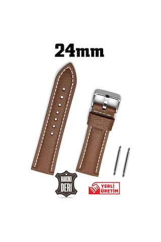 24mm Kahverengi Hakiki Deri Saat Kordonu Kayış Taba