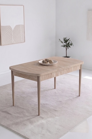 Exve Serisi 80x132 Açılabilir Traverten Takımı Ve 6 Sandalye Krem Sandalye Cappucino İskelet
