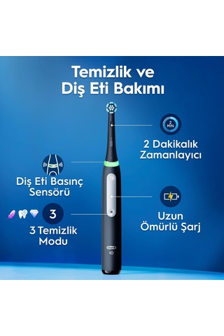 Oral-b İo3 Siyah Şarjlı/elektrikli Diş Fırçası, 1 Fırça Başlığı, Uzun Ömürlü Pil