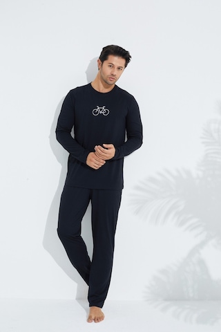Siyah İnci Uzun Kollu Örme Erkek Pijama Takım 7795 Siyah