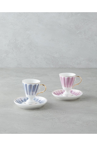 English Home Winnie Porselen 4 Parça 2 Kişilik Kahve Fincan Takımı 90 Ml Pembe - Mavi Pembe - Mavi