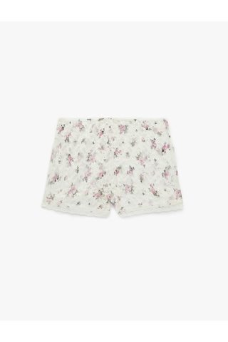 Koton Dantelli Çiçek Desenli Şort Pijama Altı Bordo Desenli 6slk80004mk Bordo Desenli