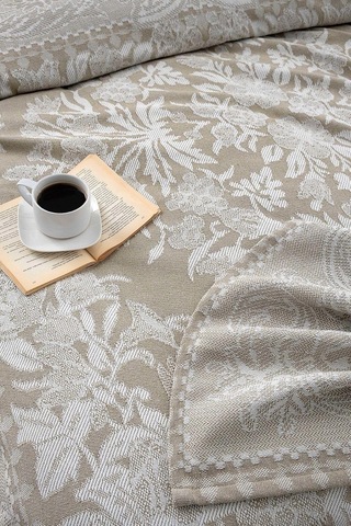 Pamuklu Laria Bej Jakar Yatak Örtüsü Çift Kişilik - 230x250 Cm Bej 230 X 250 Çok Renkli