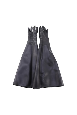 Çizgili Siyah Kauçuk Kumlama Eldiveni, Kumlama Kabini İçin Aşındırıcı Kumlama Eldiveni 65x30cm 2025.