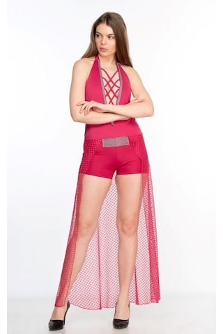 Deri Arkası Kuyruklu Kadın Tulum