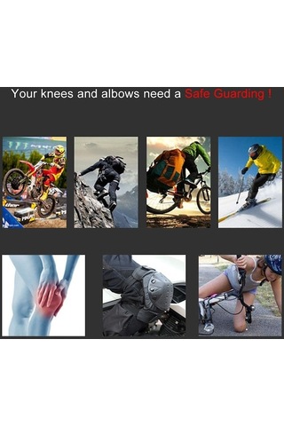 Kangvka Hallow Motosiklet Diz Ve Dirsek Koruyucu Seti - Siyah, 4 Parça, Darbeye Dayanıklı, Ayarlanabilir Kanca, Antibakteriyel Saklama Çantası Siyah