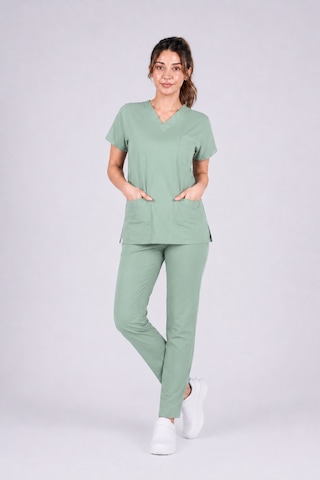 Üniforma Çağla Yeşili Hemşire Ve Doktor Forması Scrubs Takımı Likralı Alt Üst Üniforma Unisex Yarasa Kol