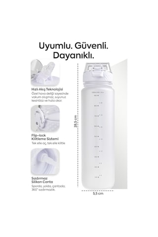 Cor Solis Tritan Suluk Pipetli 1 Litre Sporcu Su Matarası Akıtmaz Sızdırmaz Spor Su Şişesi Sporcu Suluğu Sporcu Matarası Bpa Içermez Kadın Erkek Çocuk Yetişkin Okul Ofis Spor Salonu Gym Beyaz